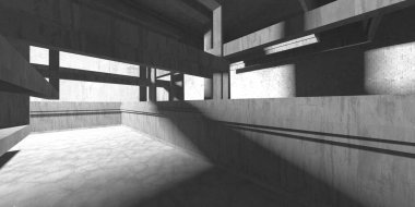 Dark Beton Duvar Mimarisi. Boş Oda. 3d Görüntüleme