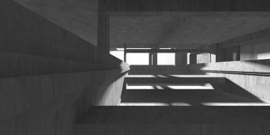 Dark Beton Duvar Mimarisi. Boş Oda. 3d Görüntüleme