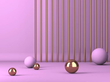 Geometrik formlarla soyut asgari sahne. Pembe krem arka plan. 3d hazırlayıcı