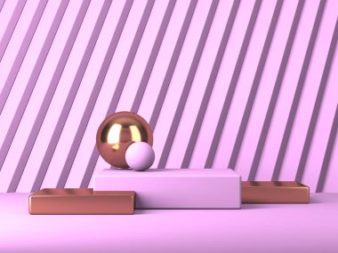 Kozmetik ürün sunumu için boş bir vitrin. En az olay yeri. Reklamcılık arka plan oluşturur. 3d hazırlayıcı