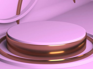 Soyut geometrik arkaplan. Pembe renk. Geometri şekilli podyum ürün sunumu için maket
