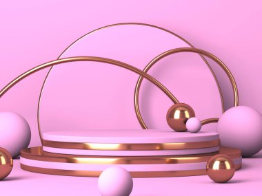 Kozmetik ürün sunumu için boş bir vitrin. En az olay yeri. Reklamcılık arka plan oluşturur. 3d hazırlayıcı