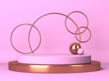 Soyut geometrik arkaplan. Pembe renk. Geometri şekilli podyum ürün sunumu için maket