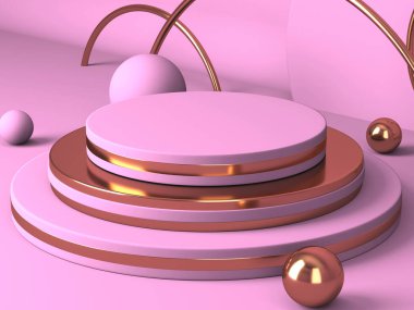 Kozmetik ürün sunumu için boş bir vitrin. En az olay yeri. Reklamcılık arka plan oluşturur. 3d hazırlayıcı