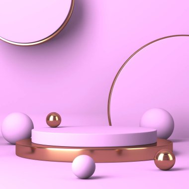 Kozmetik ürün sunumu için boş bir vitrin. En az olay yeri. Reklamcılık arka plan oluşturur. 3d hazırlayıcı