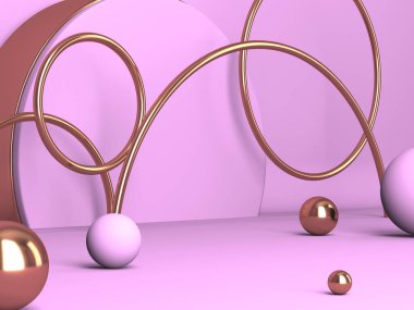 Soyut geometrik arkaplan. Pembe renk. Geometri şekilli podyum ürün sunumu için maket