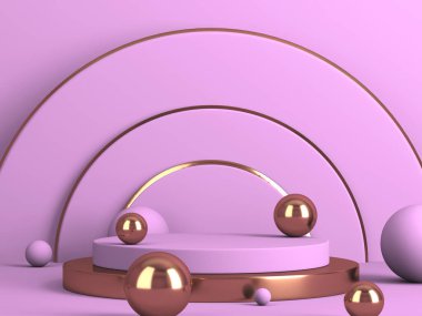 Soyut geometrik arkaplan. Pembe renk. Geometri şekilli podyum ürün sunumu için maket