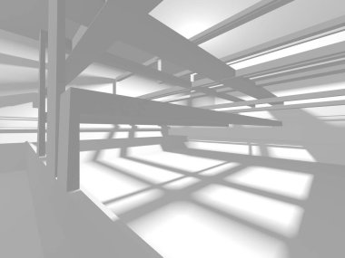 Beyaz Modern Arkaplan. Soyut Bina Konsepti. 3d Hazırlama