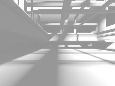 Beyaz Modern Arkaplan. Soyut Bina Konsepti. 3d Hazırlama