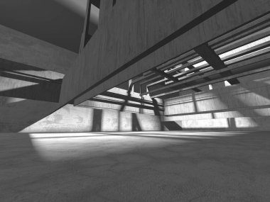 Soyut mimari arka plan. İçi boş beton döşeme. 3d hazırlayıcı