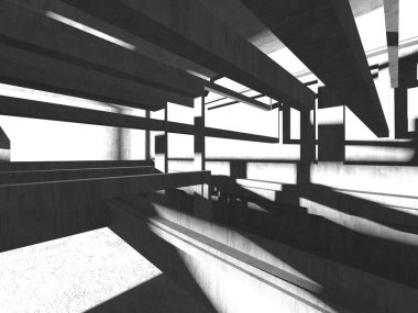 Soyut mimari arka plan. İçi boş beton döşeme. 3d hazırlayıcı