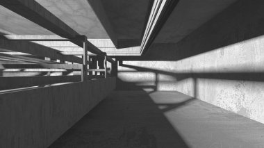 Soyut mimari iç plan. Boş beton oda. 3d hazırlayıcı