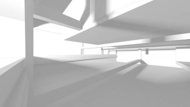 Aydınlatılmış koridor iç tasarımı. Boş Oda İç mimarisi. 3 Boyutlu Hazırlama