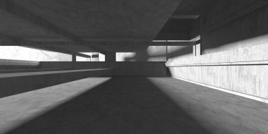 Soyut mimari iç plan. Boş beton oda. 3d hazırlayıcı