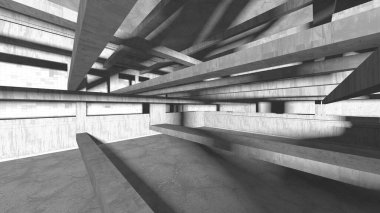 Soyut mimari arka plan. İçi boş beton döşeme. 3d hazırlayıcı