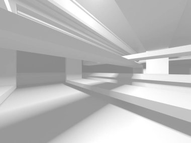 Beyaz Modern Arkaplan. Soyut Bina Konsepti. 3d Hazırlama