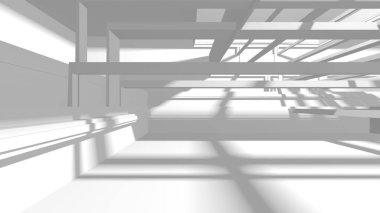 Soyut Beyaz Mimari Tasarım Konsepti. 3d Görüntüleme