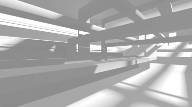 Soyut Beyaz Mimari Tasarım Konsepti. 3d Görüntüleme