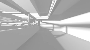 Soyut Beyaz Mimari Tasarım Konsepti. 3d Görüntüleme