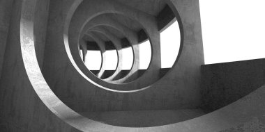 Dark Beton Duvar Mimarisi. Boş Oda. 3d Görüntüleme