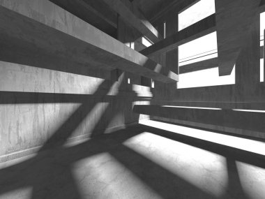 Dark Beton Duvar Mimarisi. Boş Oda. 3d Görüntüleme