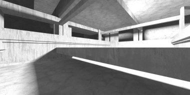 Dark Beton Duvar Mimarisi. Boş Oda. 3d Görüntüleme