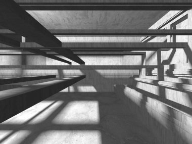 Dark Beton Duvar Mimarisi. Boş Oda. 3d Görüntüleme