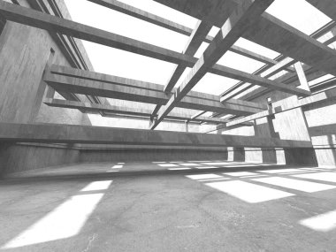 Dark Beton Duvar Mimarisi. Boş Oda. 3d Görüntüleme