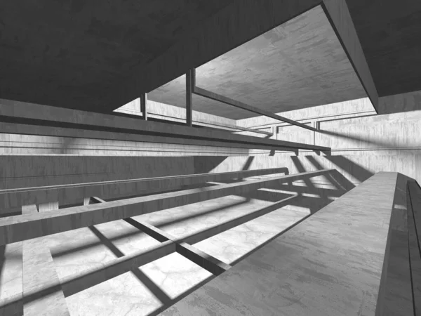 Arquitetura Abstrata Fundo Interior Concreto Áspero Vazio Renderização — Fotografia de Stock