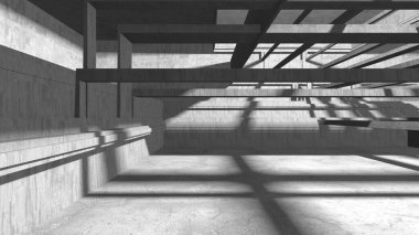 Soyut mimari arka plan. İçi boş beton döşeme. 3d hazırlayıcı