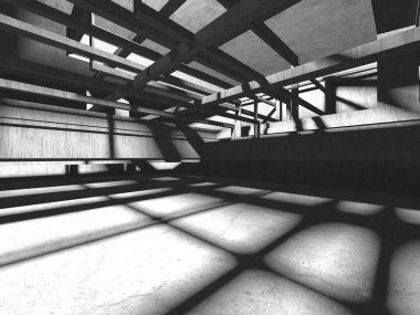 Soyut mimari iç plan. Boş beton oda. 3d hazırlayıcı