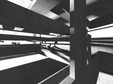 Soyut mimari iç plan. Boş beton oda. 3d hazırlayıcı