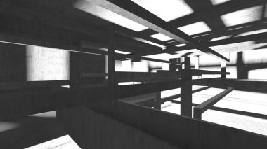 Soyut mimari arka plan. İçi boş beton döşeme. 3d hazırlayıcı