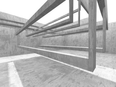 Soyut mimari iç plan. Boş beton oda. 3d hazırlayıcı