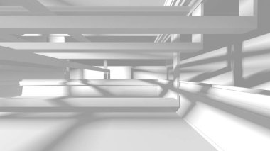 Beyaz Modern Arkaplan. Soyut Bina Konsepti. 3d Hazırlama