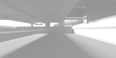 Beyaz Modern Arkaplan. Soyut Bina Konsepti. 3d Hazırlama