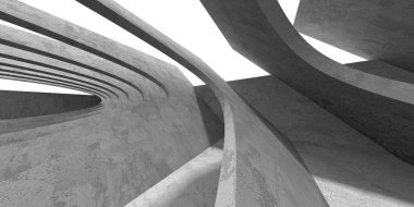 Dark Beton Duvar Mimarisi. Boş Oda. 3d Görüntüleme