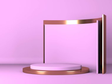 Geometrik formlarla soyut asgari sahne. Pembe krem arka plan. 3d hazırlayıcı