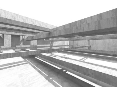 Dark Beton Duvar Mimarisi. Boş Oda. 3d Görüntüleme