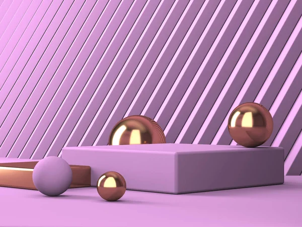 Soyut geometrik arkaplan. Pembe renk. Geometri şekilli podyum ürün sunumu için maket