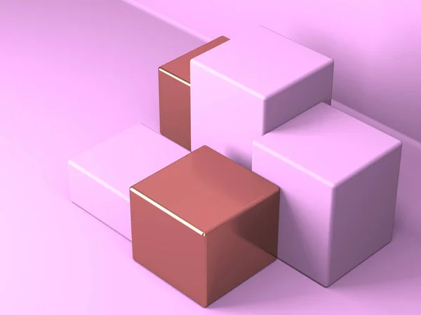 Escena Mínima Abstracta Con Formas Geométricas Fondo Crema Rosa Renderizar — Foto de Stock