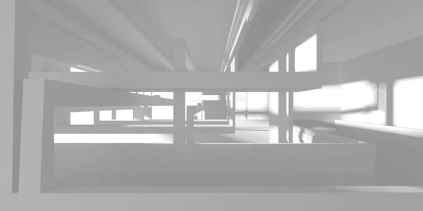 Fundo Moderno Branco Conceito Construção Abstrato Render — Fotografia de Stock