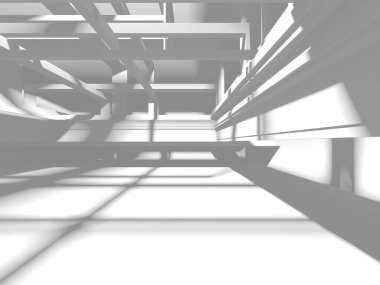 Beyaz Modern Arkaplan. Soyut Bina Konsepti. 3d Hazırlama