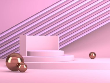 Kozmetik ürün sunumu için boş bir vitrin. En az olay yeri. Reklamcılık arka plan oluşturur. 3d hazırlayıcı