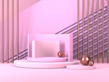 Kozmetik ürün sunumu için boş bir vitrin. En az olay yeri. Reklamcılık arka plan oluşturur. 3d hazırlayıcı