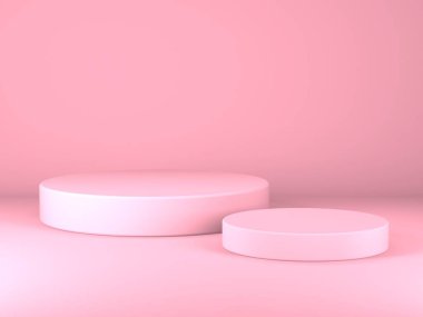 Geometrik formlarla soyut asgari sahne. Pembe krem arka plan. 3d hazırlayıcı