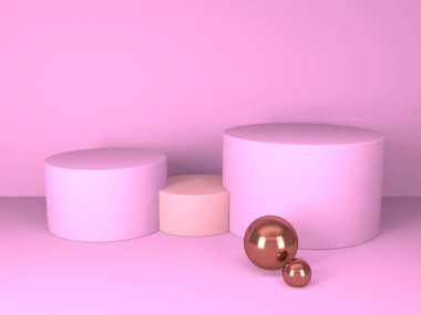 Soyut geometrik arkaplan. Pembe renk. Geometri şekilli podyum ürün sunumu için maket
