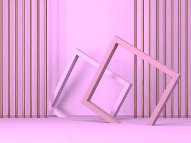 Geometrik formlarla soyut asgari sahne. Pembe krem arka plan. 3d hazırlayıcı