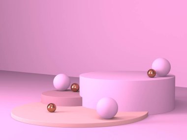 Kozmetik ürün sunumu için boş bir vitrin. En az olay yeri. Reklamcılık arka plan oluşturur. 3d hazırlayıcı