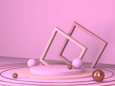 Kozmetik ürün sunumu için boş bir vitrin. En az olay yeri. Reklamcılık arka plan oluşturur. 3d hazırlayıcı